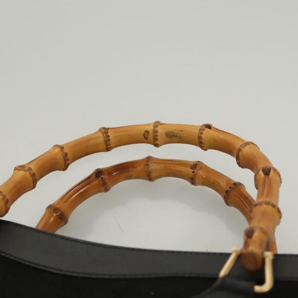 GUCCI Bamboo Hand Bag Suede Black Gold - Picture 8 of 13
